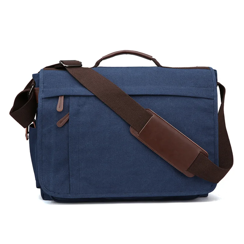 Men Canvas Shoulder Bag Casual Men Retro Zipper Laptop Crossbody Outdoor... - £41.70 GBP
