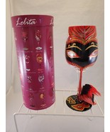 LOLITA Love My Wine “MASQUERADE 3” Wine Glass Black Red Hand Painted RAR... - $18.70