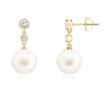 ANGARA Freshwater Cultured Pearl Earrings with Diamond in 14K Gold (AA, 9MM) - £495.68 GBP