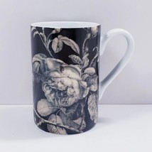 Hallmark Black White Cream Rose Pattern  8 oz. Coffee Mug Cup - £12.28 GBP