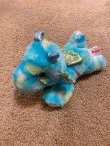 Aurora World 6.5&quot; Baby Dragon Plush Stuffed Animal Soft Blue Tie-Dye and Glitter - £9.08 GBP