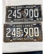 Match Number Set Pair 1953 245900 MINNESOTA MN LICENSE PLATE 10000 Lakes... - $1,670.59 MXN
