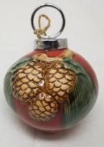 Pinecones Christmas Ornament 1990 Acorn Shaped Ceramic Round Heavy Large Vintage - $14.20