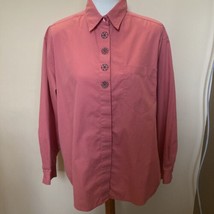 Vintage Koret Womens Blouse Size M Salmon Embroidered Placket Medallions ‘80’s - £19.46 GBP