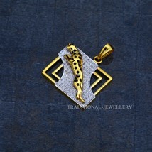 Man Exclusive 916 Jaguar Gold Pendant 22k Yellow gold CZ studded &amp; rhodium color - £1,594.06 GBP