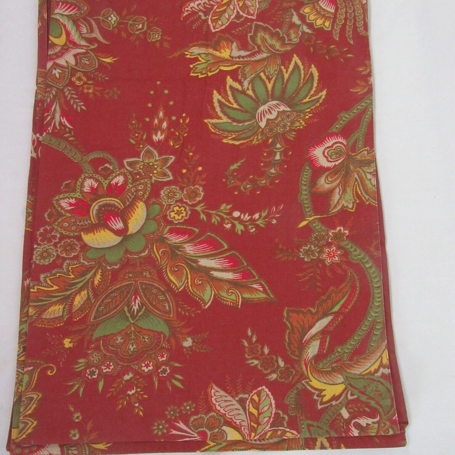 Pottery Barn Allstone Palampore Floral Red Cotton Linen 18 x 106 Table Runner - $46.00
