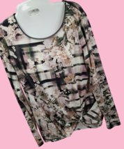 Simply Vera Wang Top Women&#39;s M Floral Abstract Knot Hem Stretch Tunic - £14.99 GBP