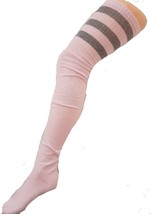 SPORTS ATHLETIC Cheerleader Thigh High Cotton Sock Tube Over Knee 3 Stri... - £6.97 GBP