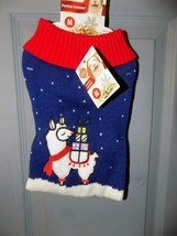 Pet Central Christmas Festive Red &amp; Blue Llama Dog Sweater Size M NEW - £13.72 GBP