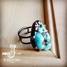 Blue Turquoise Ring set in Antique Copper - £34.16 GBP