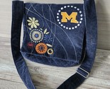 NCAA UoM Michigan Wolverine Curdoroy Crossbody Purse Bag Blue Embroidere... - $34.21