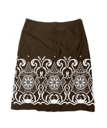 LOFT Women&#39;s Embroidered A-Line Cotton Skirt Brown Size 10 - €16,82 EUR