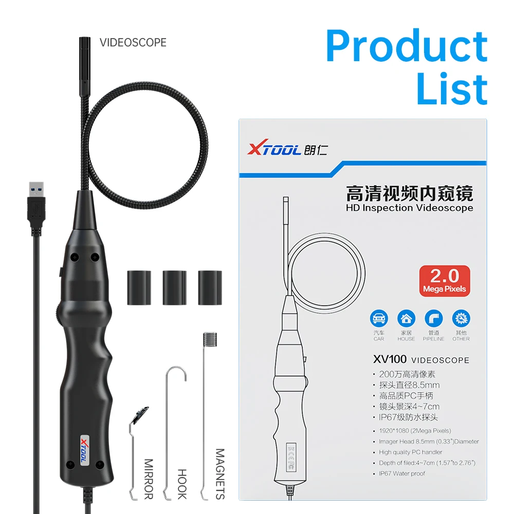 8.5mm XTOOL XV100 HD Flexible  Inspection Videoscope for XTOOL PAD tablet 1080P  - £132.21 GBP