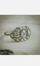 2.1Ct Antique Art Deco Round Moissanite Engagement Ring 10k White Gold - £406.10 GBP