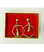 Vintage Hexagon Shaped Clip On Earrings Silver Tone NIB - £19.97 GBP