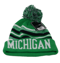 New York Headwear Michigan Winter Pom Black Green White Hat Adult OSFA NEW - $19.99