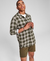 And Now This Mens Woven Regular-Fit Check Plaid Shirt in Olive-XL - $19.99