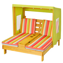 Costway Double Kids Chaise Lounge Patio Lounge Chair with Cup Holders &amp; ... - $200.92