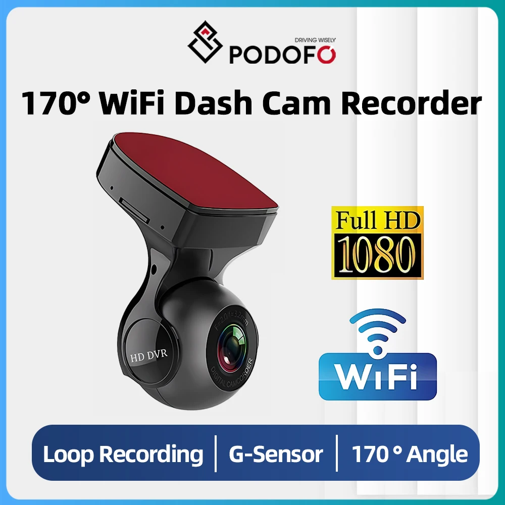Podofo WiFi Dash Cam 1080P Video Recorder WiFi DashCam Car DVR G-sensor Camera - £32.61 GBP+