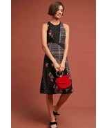 NWT ANTHROPOLOGIE ALVA MIXED FLORAL &amp; PLAID EMBROIDERED MIDI DRESS by MA... - £62.57 GBP