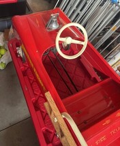 Vintage Pedal Fire Truck Ride On Car Metal Firefighter Toy 42” Red image 9