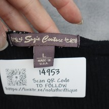 Suzie Couture Shirt Womens L Black Floral Print Surplice Neck Sleeveless Top - £17.89 GBP
