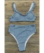 BeachSissi 2-Piece Bikini Bathing Suit Large Blue/White High Waist Strip... - £13.17 GBP