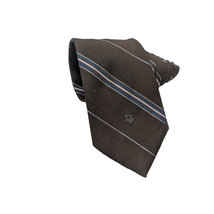 Christian Dior Brown Silk Necktie Slanted Stripes Made In Italy - $24.75