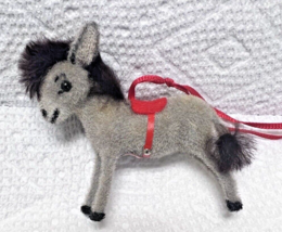 Kunstlerschutz Wagner Flocked Donkey Toy Animal West Germany Ornament - £19.39 GBP