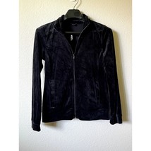 NWT Talbots Black Velour Jacket XS Zip Front Cotton Blend Holiday Party ... - $45.00