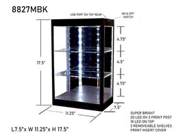 Showcase 3 Tier Display Case with Mirror Back Panel and LED Lights for 1... - $92.10