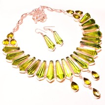 Green Amethyst Gemstone Handmade Fashion Ethnic Necklace Jewelry 18&quot; SA 4493 - £18.87 GBP