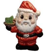 Christmas Handpainted Ceramic Mold Vtg Standing Santa Holding Candle Decor  13&quot;t - £14.57 GBP