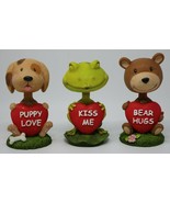 Valentine Bobble Head 6&quot; Bear Hugs Puppy Love KISS ME by BD&amp;A Lot of 3 N... - $19.77