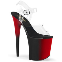 PLEASER Sexy 8&quot; Heel Black Red Platform Stripper Pole Dancer Sandal Womens Shoes - £49.51 GBP