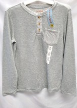 Boys' Medium (8/10) Long Sleeve Double Knit Henley Shirt - Cat & Jack Lt.Gray image 2