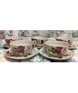 5 Beautiful Hand Painted Takito China Cup &amp; Saucers Roses Floral Porcelain - £27.24 GBP