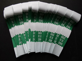 50 - Green $200 Cash Money Self-Sealing Straps White Saw Tooth Currency ... - $3.49