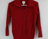 St John&#39;s Bay Women&#39;s V-Neck Cable Knit Zip Front Sweater Size Petite Me... - $16.82