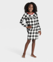 NWT WonderShop Girls Long Sleeve Plaid Family Pajama Dress, Gray, size 4 - £4.77 GBP