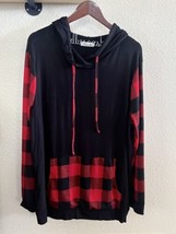 Women’s Red/Black Buffalo Check Pullover Hoodie Tunic Size: 1X  NWOT - £26.03 GBP