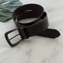 Womens Vintage Tooled Leather Belt Size M Dark Brown Wide Western Boho - $25.73