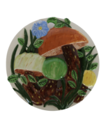 Vintage Ainers Pottery round ceramic mushrooms wall hanging - £15.92 GBP