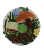 Vintage Ainers Pottery round ceramic mushrooms wall hanging - $19.99