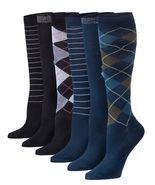 Tipi Toe Women&#39;s 6 Pairs Classic Blue Twist Black Colorful Striped Argyl... - $19.59
