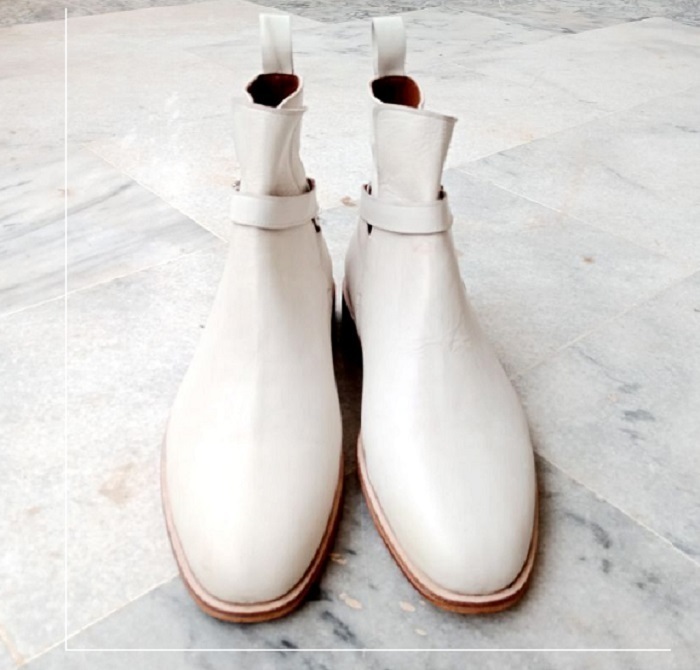 Handmade Men White Color Leather Jodhpurs boots, Men ankle boots, Men,s boots 20