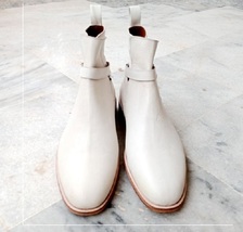Handmade Men White Color Leather Jodhpurs boots, Men ankle boots, Men,s boots 20 - £122.29 GBP