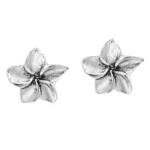 Hawaiian Beauty Plumeria Flower Sterling Silver Post Stud Earrings - £11.07 GBP