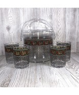 VINTAGE J.G. HOOK ONEIDA Red/Green Paisley Dots Ice Bucket Tongs 4 Tumblers - €24,88 EUR