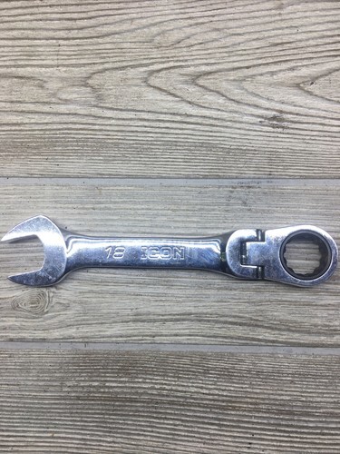 ICON Pro Stubby Flex Metric Ratcheting Wrench 18mm WRSTFM18 Fast Shipping - $9.89
